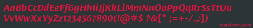 Шрифт LeksasansproBoldItalic – красные шрифты на чёрном фоне