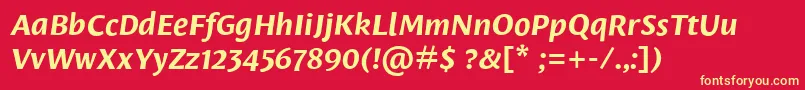 LeksasansproBoldItalic Font – Yellow Fonts on Red Background