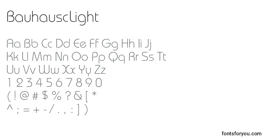Schriftart BauhauscLight – Alphabet, Zahlen, spezielle Symbole