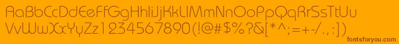 BauhauscLight-Schriftart – Braune Schriften auf orangefarbenem Hintergrund