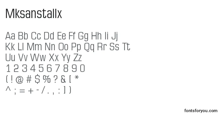 Czcionka Mksanstallx – alfabet, cyfry, specjalne znaki