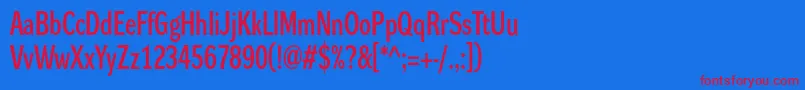 フォントDynagroteskdc – 赤い文字の青い背景