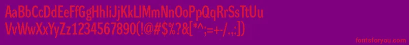 Dynagroteskdc-Schriftart – Rote Schriften auf violettem Hintergrund