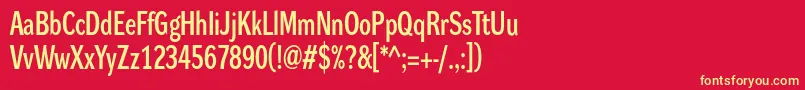フォントDynagroteskdc – 黄色の文字、赤い背景
