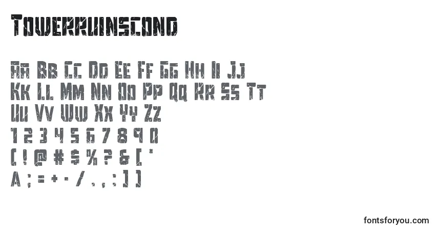 A fonte Towerruinscond – alfabeto, números, caracteres especiais