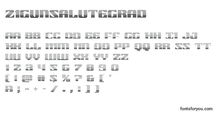 Schriftart 21gunsalutegrad – Alphabet, Zahlen, spezielle Symbole