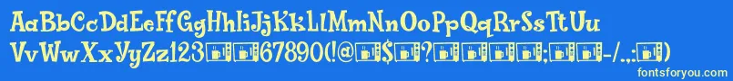 PoptyPingDemo Font – Yellow Fonts on Blue Background