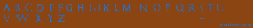 フォントRomanumEst – 茶色の背景に青い文字