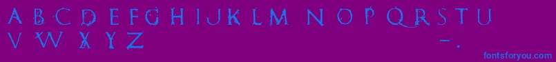 RomanumEst-Schriftart – Blaue Schriften auf violettem Hintergrund
