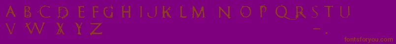RomanumEst-Schriftart – Braune Schriften auf violettem Hintergrund