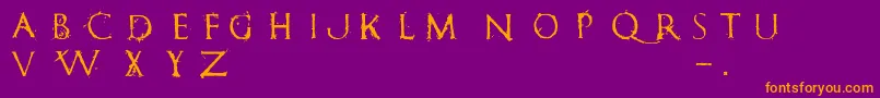 RomanumEst-Schriftart – Orangefarbene Schriften auf violettem Hintergrund