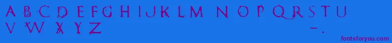 RomanumEst-Schriftart – Violette Schriften auf blauem Hintergrund