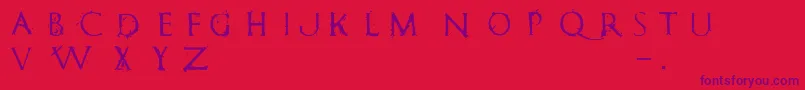RomanumEst-Schriftart – Violette Schriften auf rotem Hintergrund