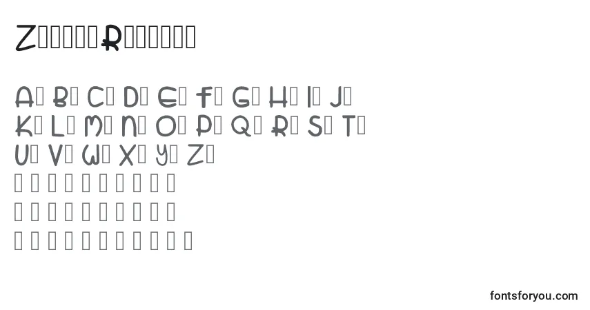 Fuente ZatariRegular (116057) - alfabeto, números, caracteres especiales
