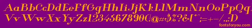 Glamor Boldextendeditalic Font – Orange Fonts on Purple Background