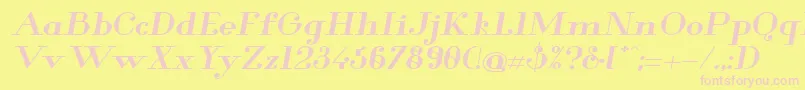 Glamor Boldextendeditalic Font – Pink Fonts on Yellow Background