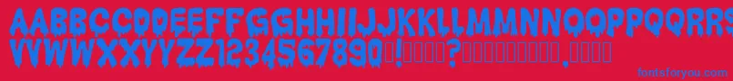 HantuKomKom Font – Blue Fonts on Red Background