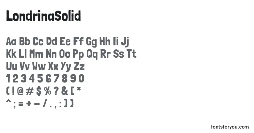 A fonte LondrinaSolid – alfabeto, números, caracteres especiais