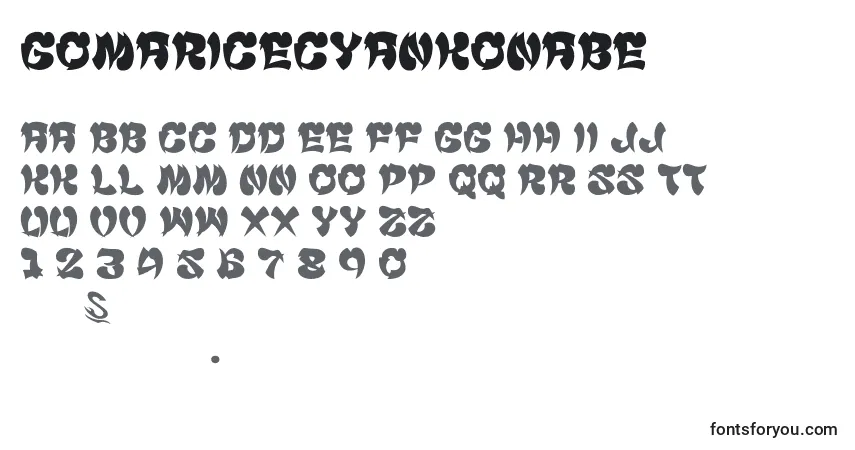 Schriftart GomariceCyankonabe – Alphabet, Zahlen, spezielle Symbole