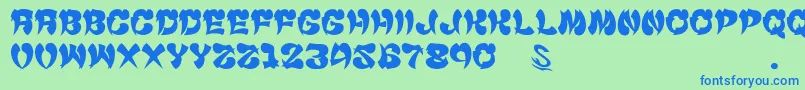 GomariceCyankonabe Font – Blue Fonts on Green Background