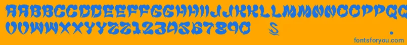 GomariceCyankonabe Font – Blue Fonts on Orange Background