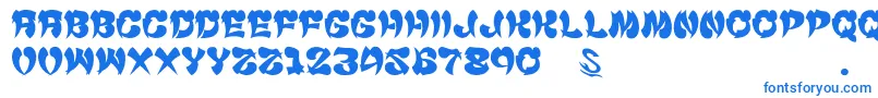Fonte GomariceCyankonabe – fontes azuis em um fundo branco