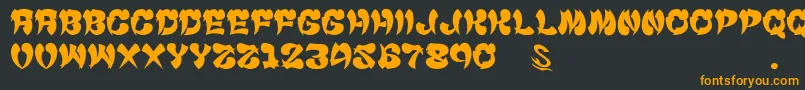 フォントGomariceCyankonabe – 黒い背景にオレンジの文字