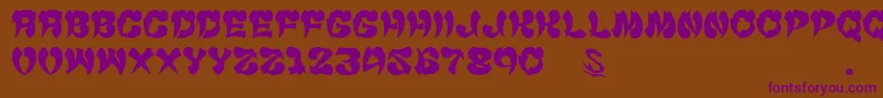 Czcionka GomariceCyankonabe – fioletowe czcionki na brązowym tle
