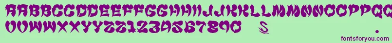 フォントGomariceCyankonabe – 緑の背景に紫のフォント