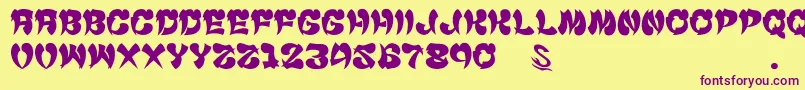 Fonte GomariceCyankonabe – fontes roxas em um fundo amarelo