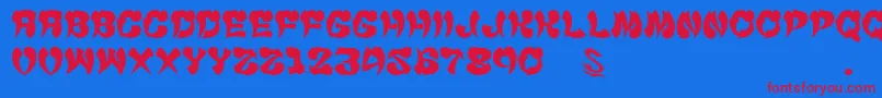 GomariceCyankonabe Font – Red Fonts on Blue Background