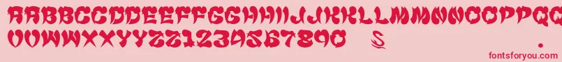 GomariceCyankonabe Font – Red Fonts on Pink Background