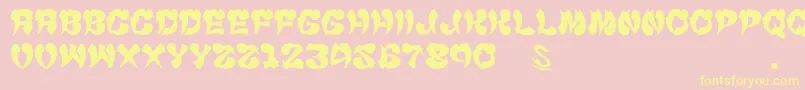 GomariceCyankonabe Font – Yellow Fonts on Pink Background
