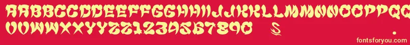 Fonte GomariceCyankonabe – fontes amarelas em um fundo vermelho
