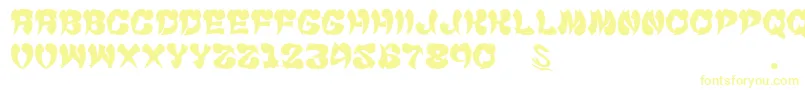 フォントGomariceCyankonabe – 白い背景に黄色の文字
