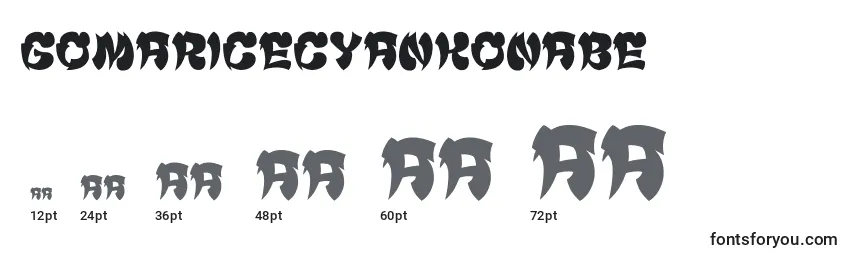 Размеры шрифта GomariceCyankonabe