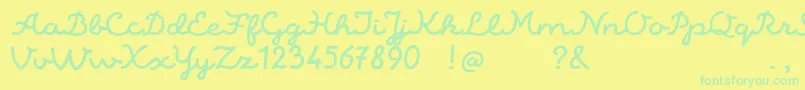 Czcionka AlaskaScriptDemo – zielone czcionki na żółtym tle