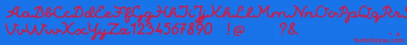 フォントAlaskaScriptDemo – 赤い文字の青い背景