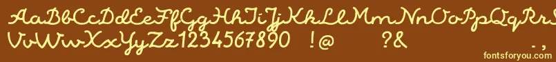 AlaskaScriptDemo-Schriftart – Gelbe Schriften auf braunem Hintergrund