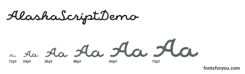 Größen der Schriftart AlaskaScriptDemo