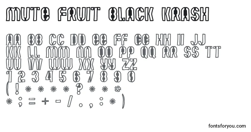 A fonte Mute Fruit Black Krash – alfabeto, números, caracteres especiais
