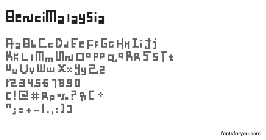 Czcionka BenciMalaysia – alfabet, cyfry, specjalne znaki