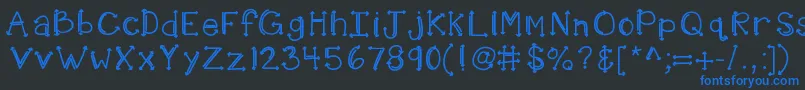 Kbshotinthedark-Schriftart – Blaue Schriften auf schwarzem Hintergrund