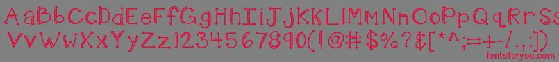 Kbshotinthedark-Schriftart – Rote Schriften auf grauem Hintergrund