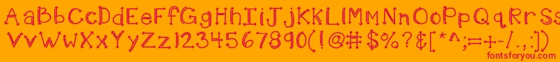 Fonte Kbshotinthedark – fontes vermelhas em um fundo laranja