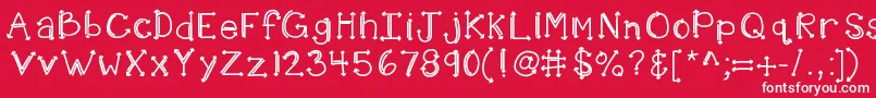 Kbshotinthedark-Schriftart – Weiße Schriften auf rotem Hintergrund