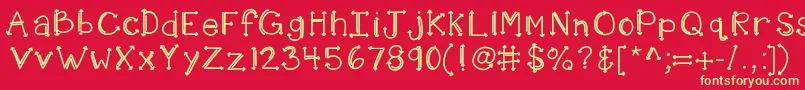 フォントKbshotinthedark – 黄色の文字、赤い背景
