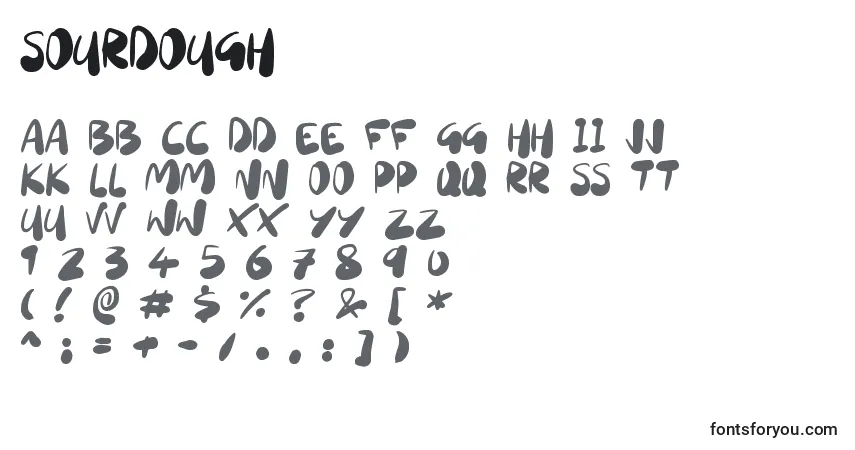 Schriftart Sourdough – Alphabet, Zahlen, spezielle Symbole