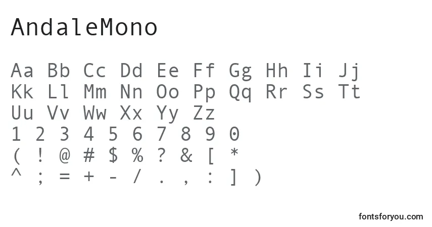 Шрифт AndaleMono – алфавит, цифры, специальные символы