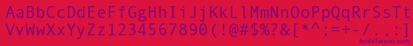 Więcej informacji o czcionce AndaleMono Czcionka AndaleMono – fioletowe czcionki na czerwonym tle